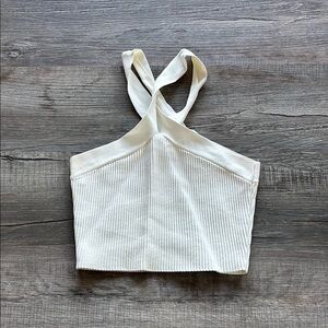 Ivory Halter Neck Ribbed Top